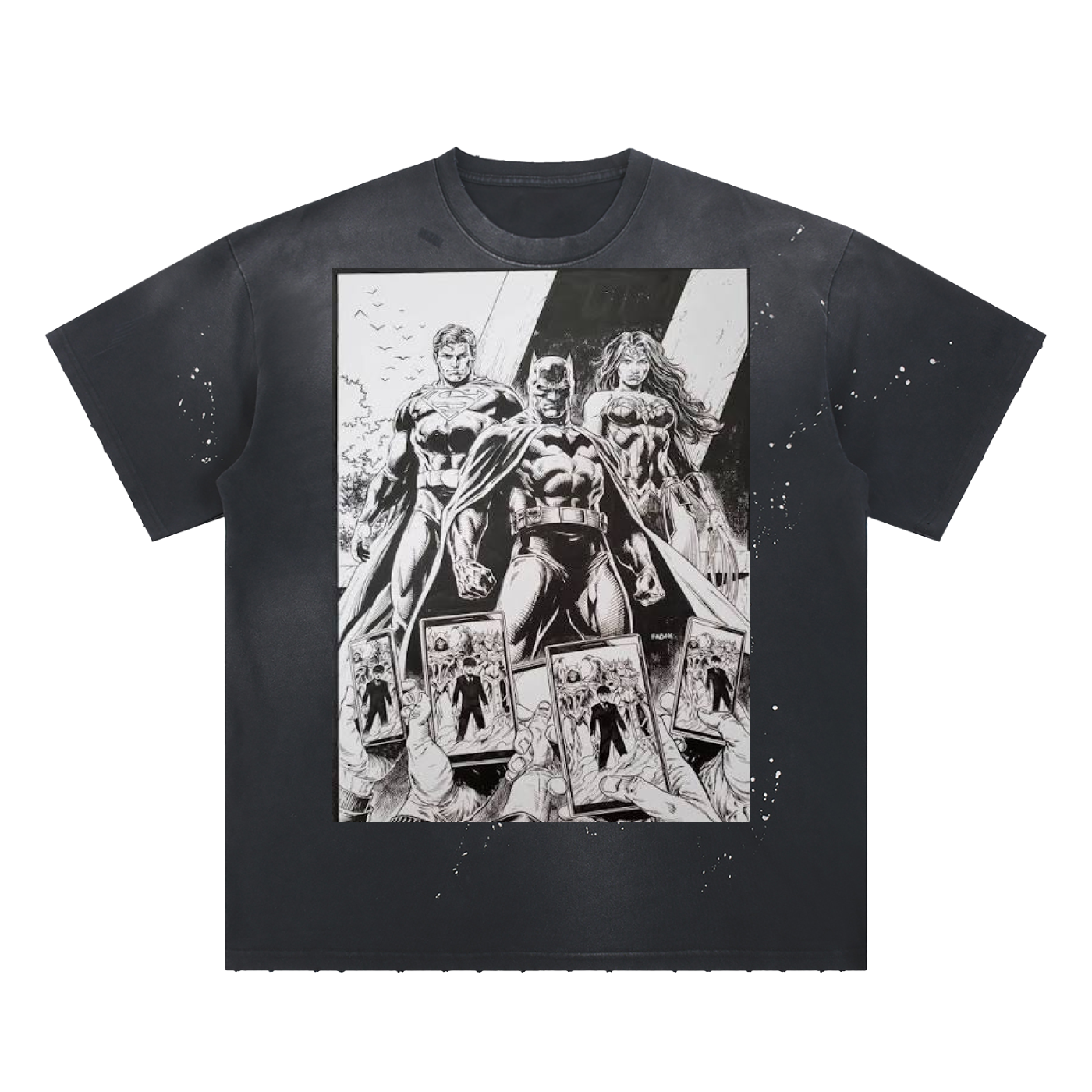 Hand-Frayed Sunfade Paint Splatter T-Shirt