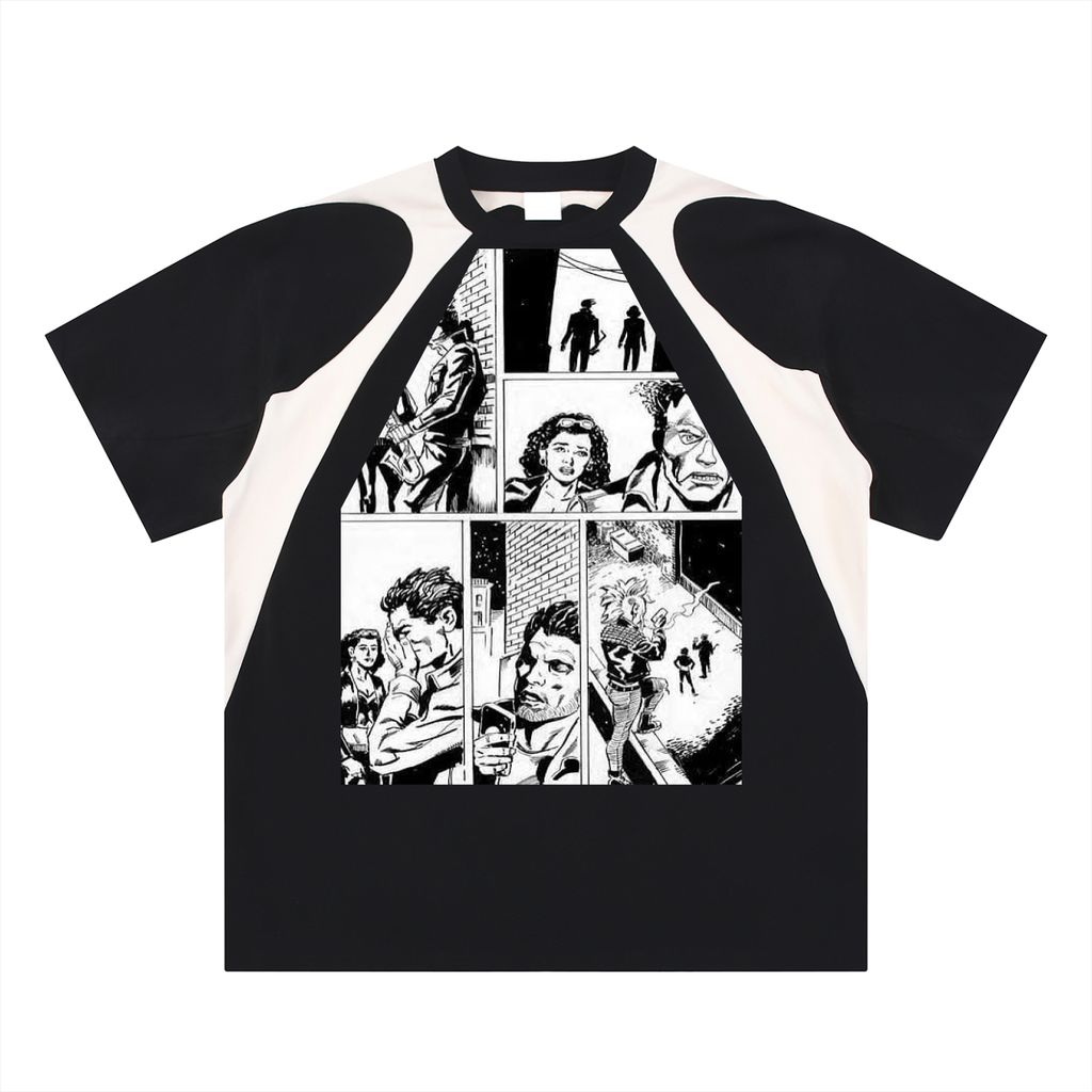 Contrast Panel Cotton T-Shirt