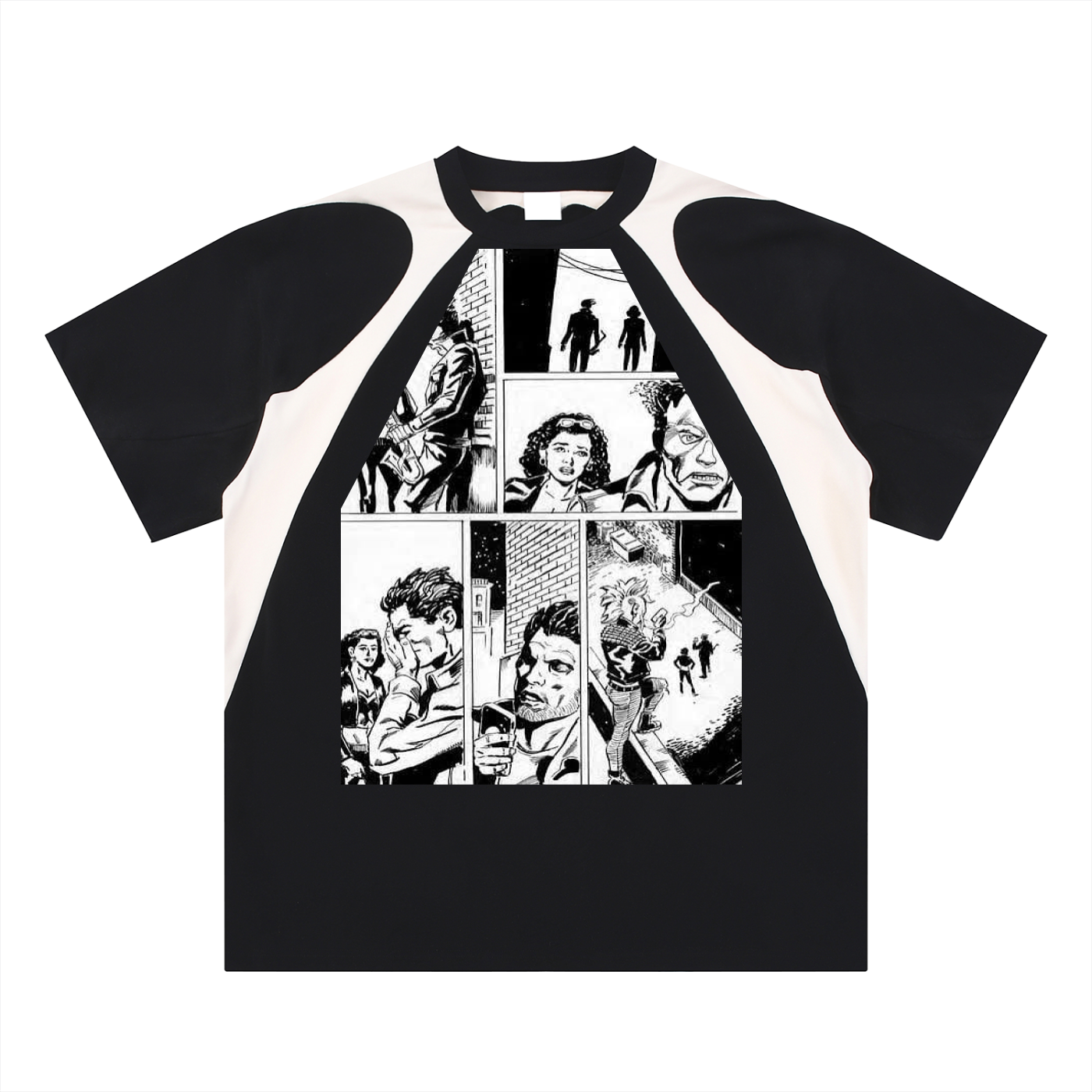Contrast Panel Cotton T-Shirt