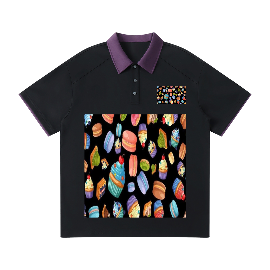 Contrast Collar Raglan Polo Shirt