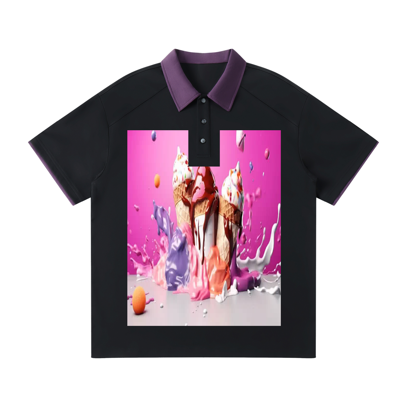 Contrast Collar Raglan Polo Shirt