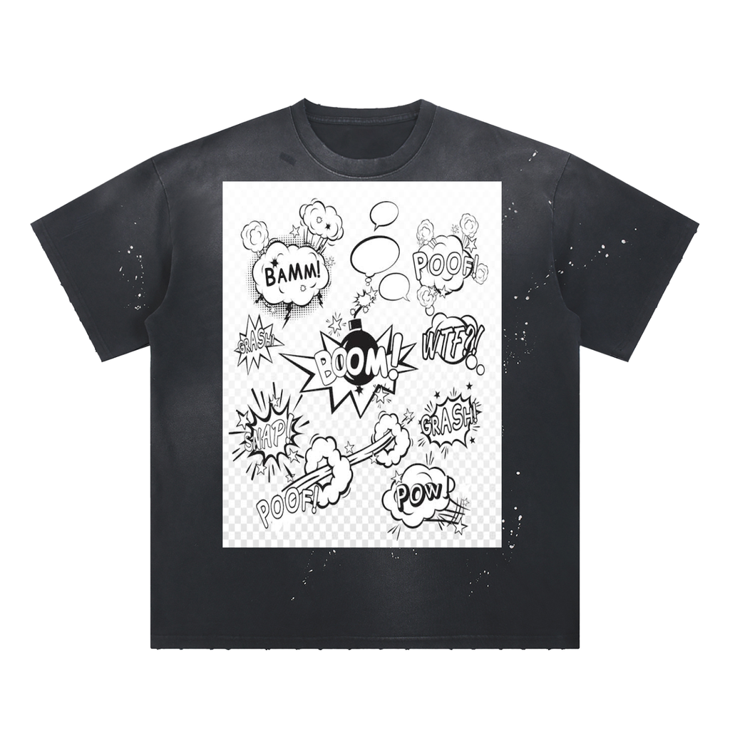 Hand-Frayed Sunfade Paint Splatter T-Shirt