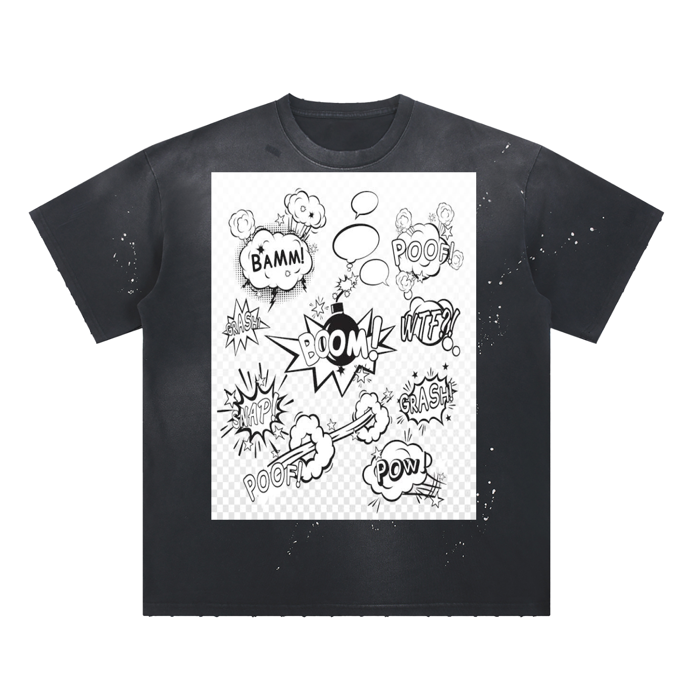 Hand-Frayed Sunfade Paint Splatter T-Shirt